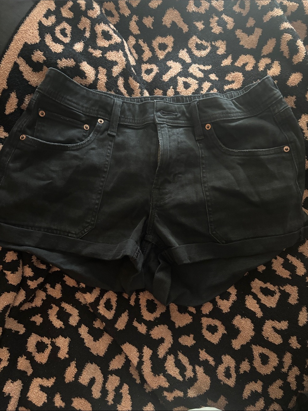 American Eagle Outfitters Black Rolled-Hem Jean Shorts